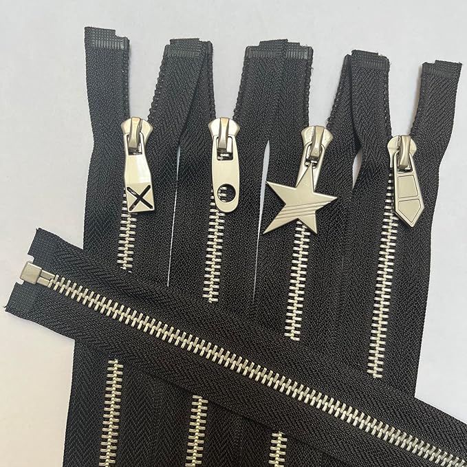 5# Silver Heavy Duty Zipper - Y-Tooth Separating for Jackets, Coats, DIY (24", 10-Pack, Antique Silver)