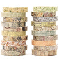 20 Rolls Skinny Vintage Washi Tape Set Retro Arts Adhesive Tapes Basic Patterns Decorative Masking Tape Sets for Craft, Kids, Scrapbook, DIY, Gift Wrapping (Forest Isles)