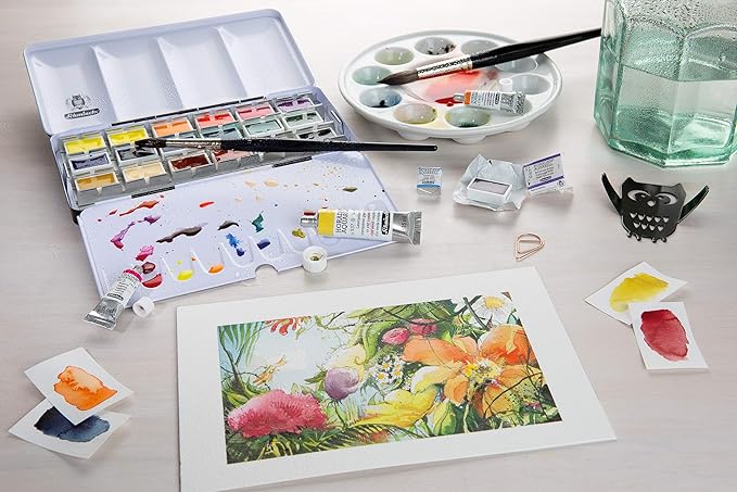 Schmincke - HORADAM AQUARELL color box with 12 finest watercolors, 74312097, metal box, painting set, 12 x 1/1 pans