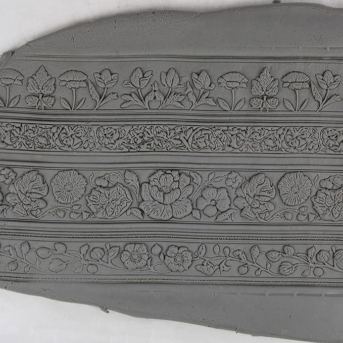 Victorian Garden Panels Clay Texture Roller (4") - Seamless Border Set #01 - Embossing Pattern Roller for Polymer & Ceramic Clay, Pottery & Crafts