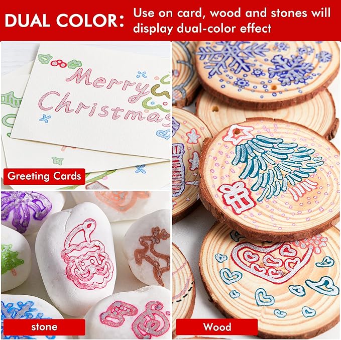 Shuttle Art Double Line Outline Permanent Markers, 40 Colors Squiggles Shimmer Markers Set, Self Outline Metallic Marker Pens for Art, Drawing, Doodling, Card Making, Christmas Card, DIY Crafts