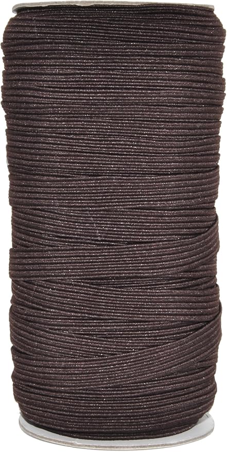 Mandala Crafts 10mm 50 Yds Roll of Brown Elastic Bands for Sewing - 3/8 Flat Elastics Cord - 3 8 Inch Braided Stretch Straps for Crafting