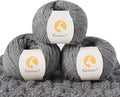 100% Merino Wool Yarn, 3-Ply Luxurious and Soft Yarn for Hand Knitting & Crocheting (Dark Gray, 3Balls)