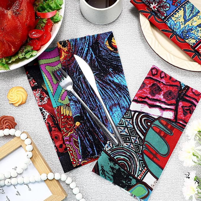 Mixweer 40 Pcs 10x10 Inch African Print Cotton Fabric Squares Indian Precut Ankara Quarters Kente Cloth Ethnic Multicolor Ethnic Style Bundle for Quilting Sewing Patchwork DIY Handmade Craft Supplies