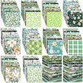 Kinlop 600 Pcs 5 x 5 Inch Floral Charm Packs for Quilting Green Flower Cotton Fabric Square Bulk Precut Fabric Squares Strips Printed Green Floral Patchwork for DIY Craft Sewing Accessory
