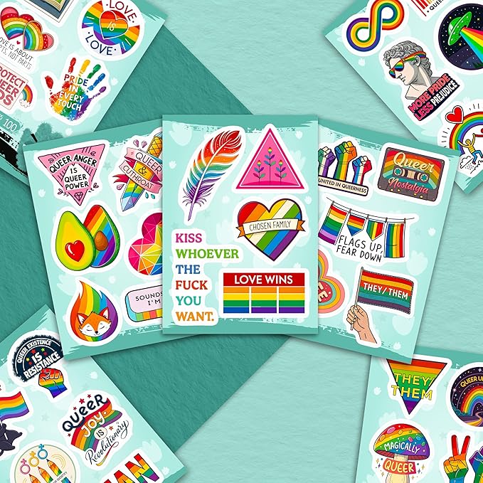 100Pcs Queer LGBTQ+ Stickers for Water Bottle, for Laptop - Queer Gifts, Party Supplies & Decorations -Trans, Gay Pride Stickers