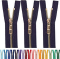 #5 Gold Metal Zipper - 50+ Colors - 3 PCS - (4-14 inches) Sizes - Luxury Lightweight Handcraft Metal Zippers with pulls for Purses Bags Pockets Shoes Sewing & Crafts DIY ZP022611