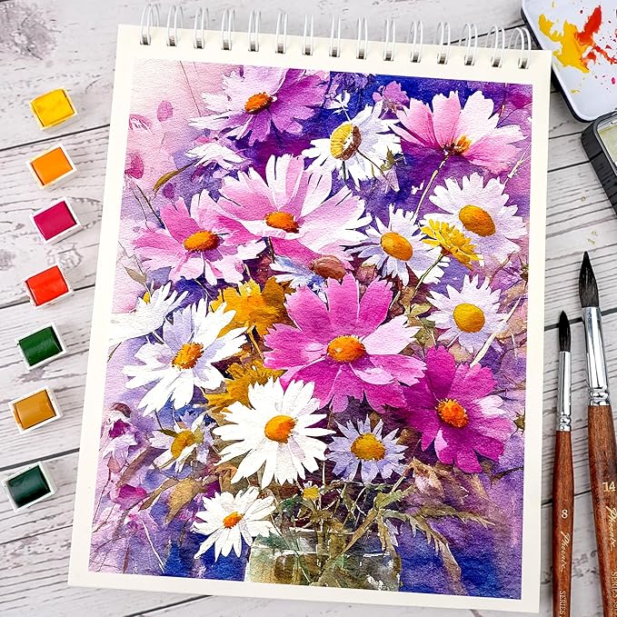 PHOENIX Professional Watercolor Paint Set - Floral Color, 12 Spring Colors Half Pan Water Color Paint Palette with Tin Box, Portable Travel Watercolors for Adults, Artists