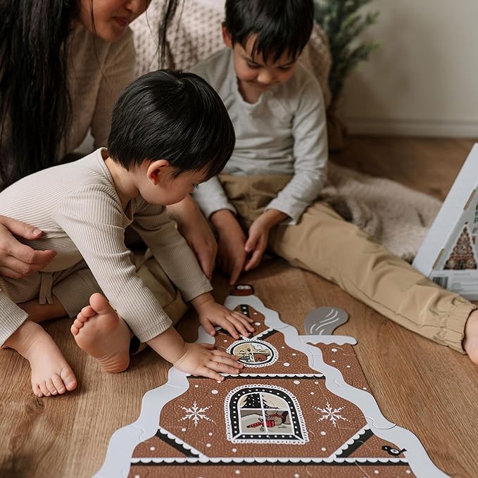 Wee Gallery Floor Puzzle, 24-Piece Jumbo Jigsaw Puzzles for Toddlers, Early Learning Activity, Cognitive and Fine Motor Skills Development, Learning Toys for Toddlers, Gingerbread House