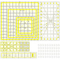 Quilting Rulers, 7 Piece Acrylic Ruler, Fabric Cutting Ruler, Sewing & Quilting Templates, (12.5"X12.5", 9.5"X9.5", 6"X6", 4.5"X4.5",12"x6.5",9"x3",12"x2")