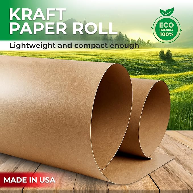 POS Paper USA 24" x 900' - Brown Kraft Paper Roll 40# Kraft Paper - (1 Roll/Case)