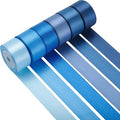 LIUYAXI Blue Satin Ribbon 1 Inch X 6 Rolls Total 60 Yards Double Faced Blue Ribbon Set for Gift Wrapping Craft Wedding Decoration