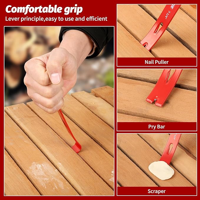 TOOLEAGUE 3Pcs Mini Flat Pry Bar Set,5-1/4",7-1/4"Small CrowBar,9-1/4" Beekeeper Scraper with Nail Puller,Woodworking Tools,Bee Hive Tool