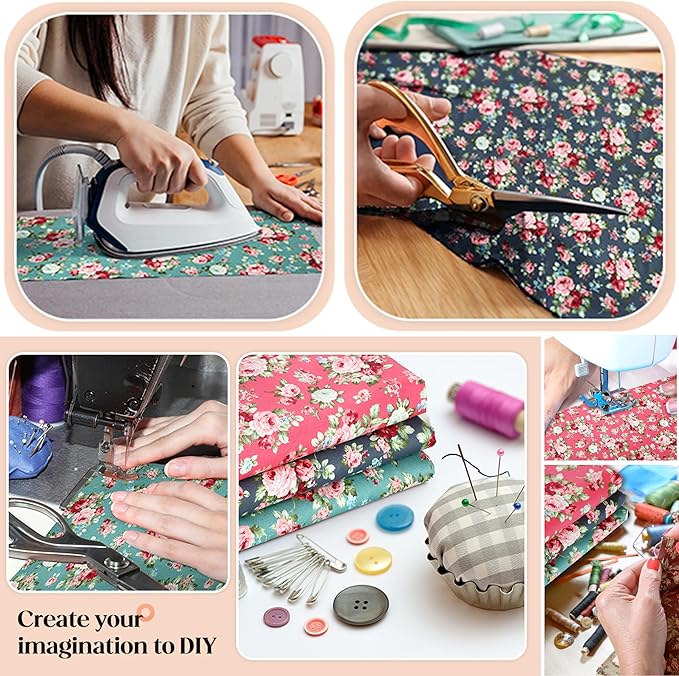 Hanjunzhao 14 Fat Quarters Bundle 18x22 inch - Pre-cut Cotton Quilting Fabric Squares - Quarter Yard Material -for Sewing, Quilting, Patchwork, and Holiday Halloween Christmas DIY Crafts -Retro Floral