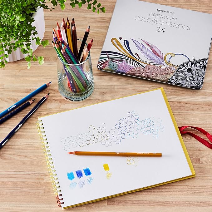 Amazon Basics Colored Pencils for Coloring and Drawing, Premium, Soft Core, Back to School Supplies, 72 Count (Pack of 1), Multicolor