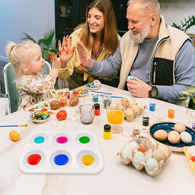 25 PCS White Plastic Paint Tray Palettes, 6 Well Rectangular Watercolor Oil Palette for Kids, Adult, Student Artist Craft Palettes,Painting Tray for Painting Party, DIY Craft and Art Painting