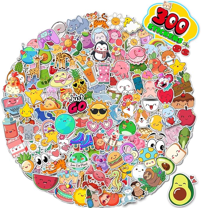 Arme Stickers for Kids，300PCS Cute Vinyl Stickers for Water Bottles for Kids Classroom Decor，Easy Peel Kawaii Bulk Sticker for Skateboards and Notebooks, Laptop Sticker for Teens Girls Kid Adults