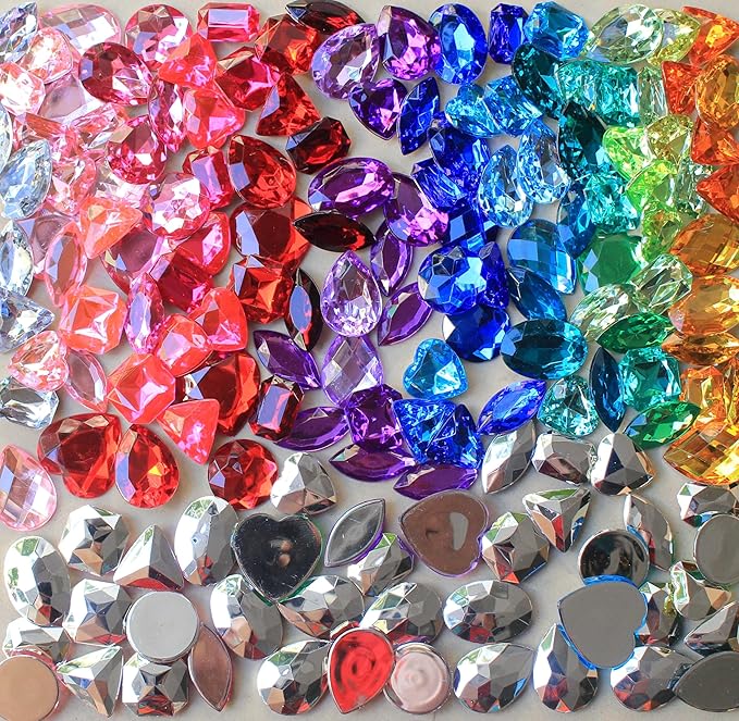 RICHNESS Bejeweled Craft Jewels Jumbo Bling Crystal Gem Stickers Assorted Shapes Colors Rhinestone Stickers for Arts & Crafts Projects Pack of 160 …