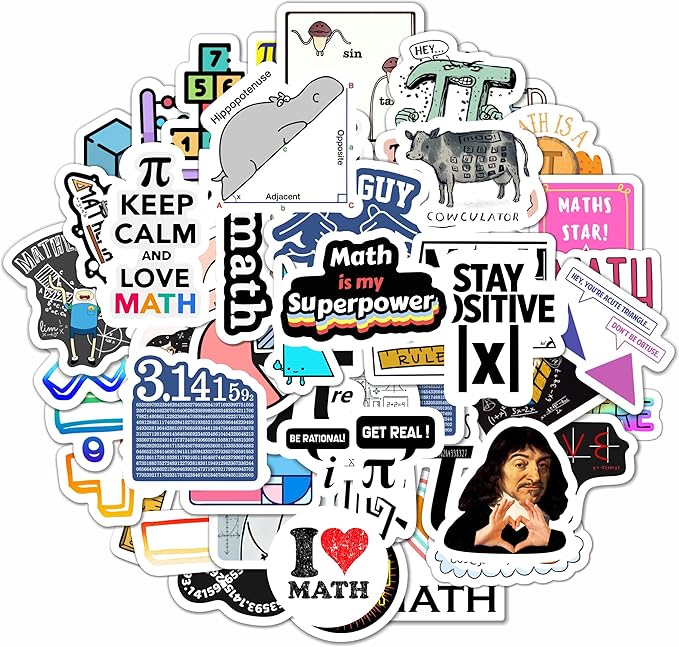 BulbaCraft BulbaCraft 100Pcs Small Math Stickers - Funny Math Gifts for Women and Men, Mathematics Gifts for Women & Men