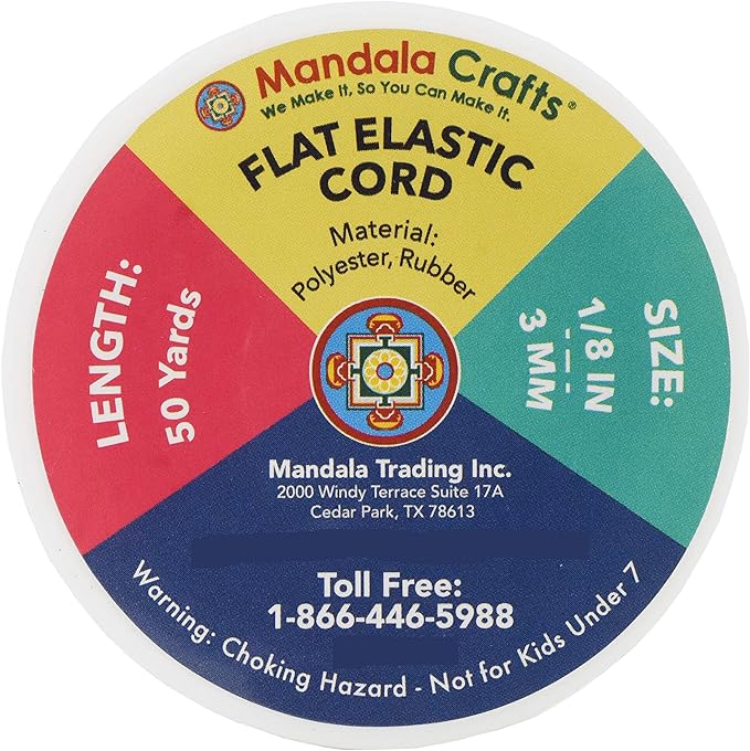 Mandala Crafts 3mm 50 Yds Roll of White Elastic Bands for Sewing - 1/8 Flat Elastics Cord - 1 8 Inch Braided Stretch Straps for Crafting