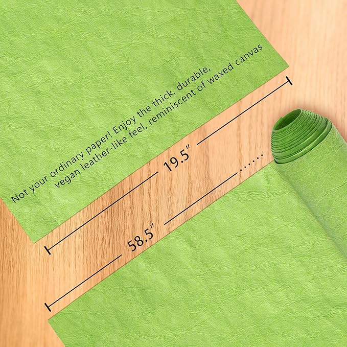 GONGZITEM Washable Kraft Paper Roll 19.5" x 58.5" – Sewable Kraft Paper Fabric for DIY Bag Making, Tote & Lunch Bags – Leather-Like Craft Material (GZ07)