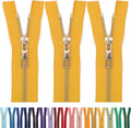 #5 Gold Metal Zipper - 50+ Colors - 3 PCS - (4-14 inches) Sizes - Luxury Lightweight Handcraft Metal Zippers with pulls for Purses Bags Pockets Shoes Sewing & Crafts DIY ZP021212