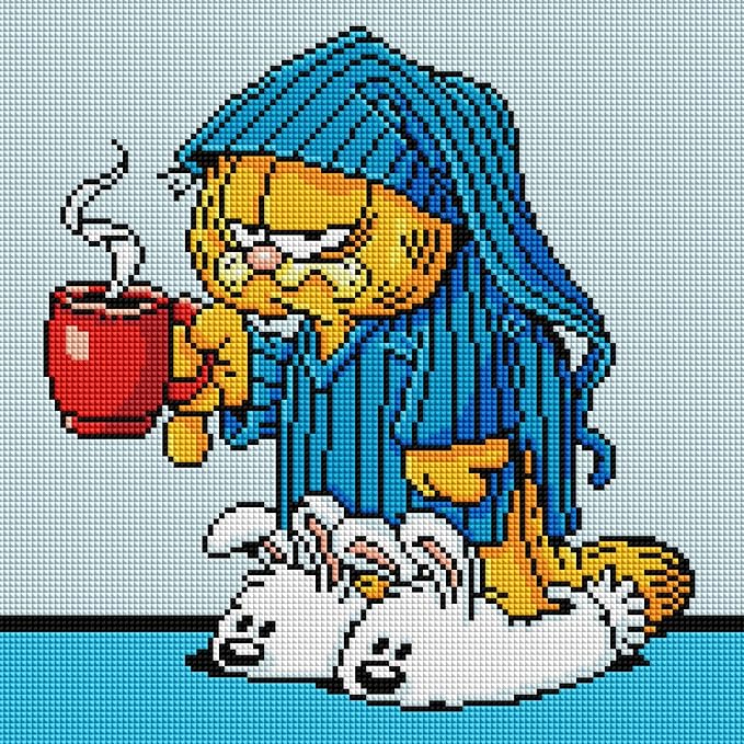 DIAMOND ART CLUB Sleepy and Grumpy Cat Diamond Painting Kit, Fun DIY Crafts for Adults, Square Diamond Art Canvas, 13" x 13"