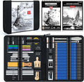 KALOUR 113PCS Drawing Set, Professional Sketching Kit with 3-Color Sketchbook,Graphite & Charcoal Pencils, Wooden Mannequin, Art Tools in Zipper Case, Art Supplies for Beginners & Artists Gift