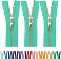 #5 Gold Metal Zipper - 50+ Colors - 3 PCS - (4-14 inches) Sizes - Luxury Lightweight Handcraft Metal Zippers with pulls for Purses Bags Pockets Shoes Sewing & Crafts DIY ZP02307