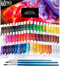 Acrylic Paint Set for Adults and Kids - 60 Pack of 12mL Paints with 3 Art Brushes, Non-Toxic Craft Paint for Easter Eggs, Ceramic Rock Paint - Art Supplies