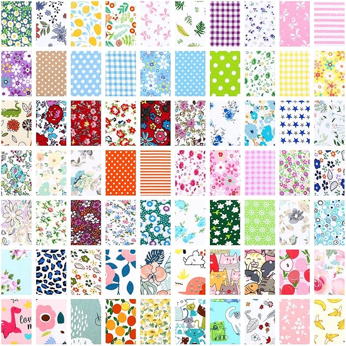 Tudomro 70 Pcs 10 x 10 Inch Cotton Fabric Squares Multicolor Quilting Fabric Bundles Precut Printed Patchwork Materials for Holiday DIY Crafts Cloths Handmade(Elegant Style)
