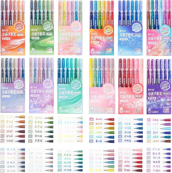 72 Colors Glitter Gel Pens Plus for Adult Metallic Writing Drawing for Birthday Cards, Christmas Cards, Art Crafts, Coloring Books, DIY Projects