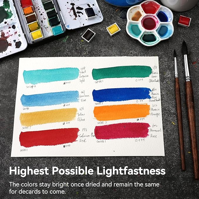PHOENIX Professional Watercolor Paint - Single Watercolor Half Pan - Perylene Maroon 343