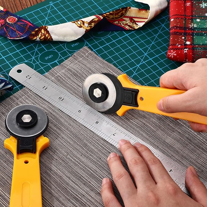 Lothee 12 Pcs 45mm Rotary Cutter for Fabric Precision Cloth Cutting Tool with Safety Lock for Sewing, Arts & Crafts with Comfortable Handle Craft Supplies