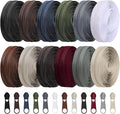 Syhood 36 Yards 12 Pieces #5 Sewing Zippers Tapes Assorted Nylon Lightweight with 120 Plastic Zipper Sliders for Women Men Sewing Supplies(Dark Color)