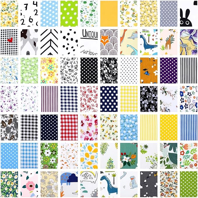 Tudomro 70 Pcs 10 x 10 Inch Cotton Fabric Squares Multicolor Quilting Fabric Bundles Precut Printed Patchwork Materials for Holiday DIY Crafts Cloths Handmade(Fresh Style)