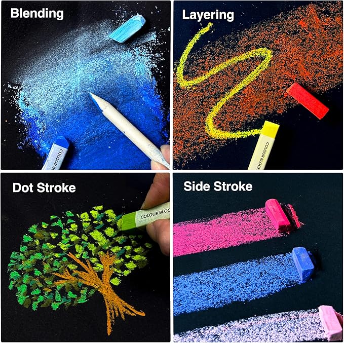 COLOUR BLOCK Soft Pastels for Artists - 100 Colors Square Chalk Pastels Set in Wooden Box - Vibrant Pigments Art Kit for Painting, Drawing, Sketching, Hobbyists, Students.