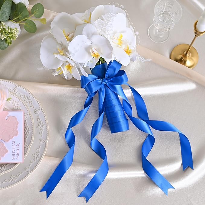 Royal Blue Satin Ribbon 1 inch X 50 Yards Polyester Ribbon for Gift Wrapping Very Suitable for Weddings Party Hair Bow Invitation Decorations and More