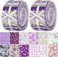 Ganeen 100 Pcs Purple Floral Quilting Fabric Roll 2. 56 Inch Fabric Squares Jelly Patchwork Precut Strips Bundles for Holiday Materials Craft DIY Sewing Cloths