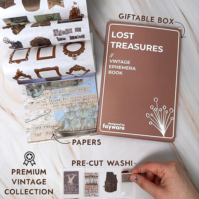 411 Vintage Washi Stickers & 20 Scrapbook Papers Ephemera for Junk Journals & Scrapbooking