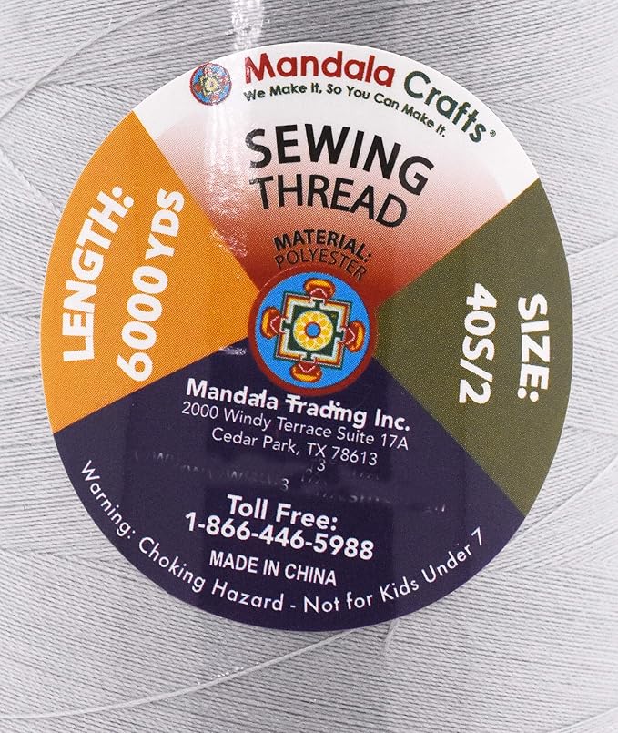 Mandala Crafts 4 Pack of Serger Threads Cones Spools - 40S/2 24000 Yards Polyester Gray Threads for Sergers Machine and Overlock Quilting Sewing Machine