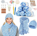 Katech Crochet Kit for Beginner-Crochet Kit for Adults - Complete Set Learn to Crochet Hat, Scarf, Knitting Starter Kit with Step-by-Step Instructions 6 Crocheting Yarn (Blue)