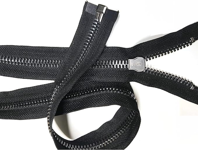 Leekayer #10 24 Inch Metal Zipper Black Nickel 60cm Separating Zipper for Sewing Crafts Jacket Coat Bags Dress Vest Luggage DIY Handmade Replacement Repair Heavy Duty