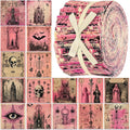 Ganeen 100 Pcs Pink Halloween Quilting Fabric Roll Vintage Skeleton 2. 56 Inch Fabric Squares Jelly Patchwork Precut Strips Bundles for Holiday Materials Craft DIY Sewing Cloths