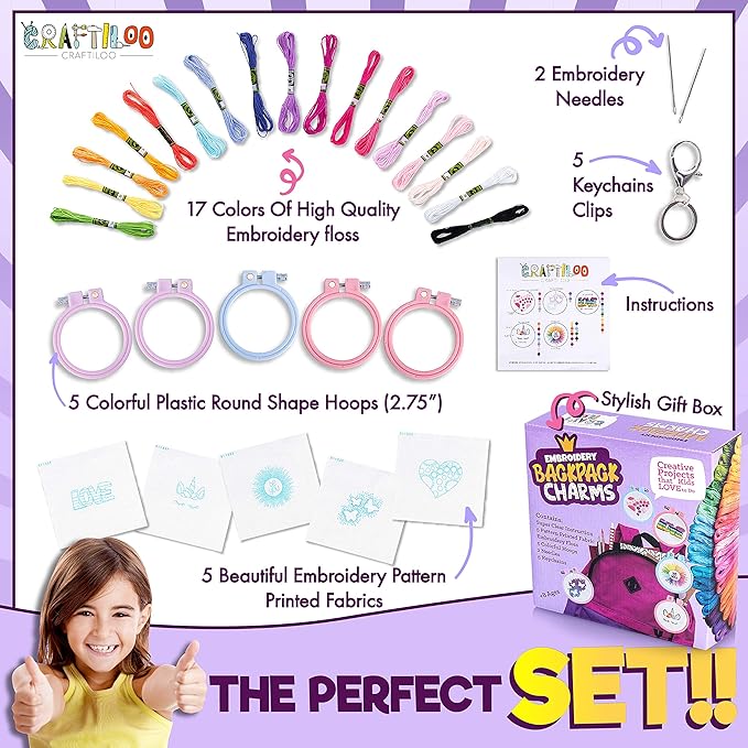 5 Stamped Embroidery kit With Embroidery Patterns. Embroidery Kit For Beginners, Needlepoint Kits For Beginners. Best Beginner Embroidery Kit For Kids Embroidery Starter Kit Cross Stitch Kits
