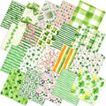 20 Pcs 10''x10'' St. Patrick's Day Quilting Fabric Square Bundle Watercolor Irish Precuts Quiltted Fabric Shamrock Lucky Clover Printed Patchwork Supplies for Patchwork DIY Sewing Craft