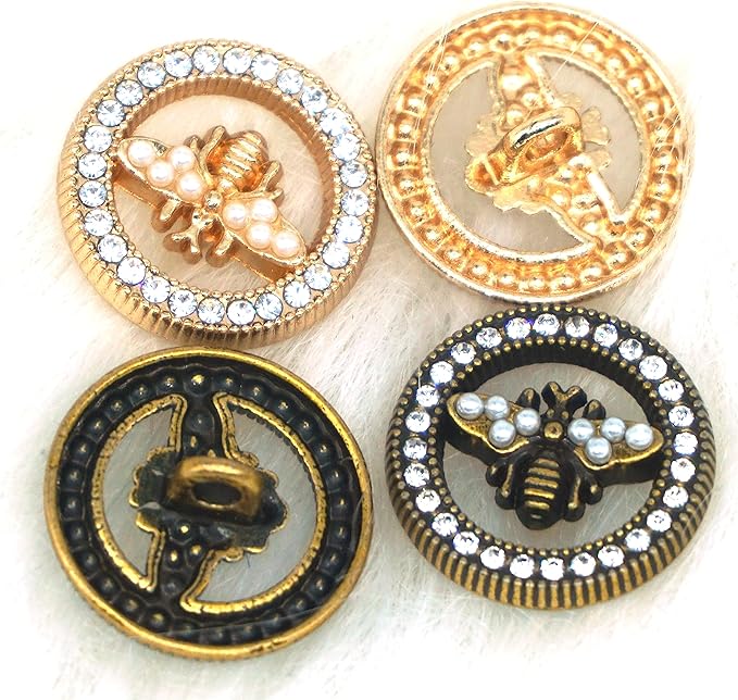 10pcs 18mm/0.71inch Light Luxury Metal Hand Sewn Foot Buttons - Multiple Styles Available (Little Bee)