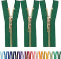 #5 Gold Metal Zipper - 50+ Colors - 3 PCS - (4-14 inches) Sizes - Luxury Lightweight Handcraft Metal Zippers with pulls for Purses Bags Pockets Shoes Sewing & Crafts DIY ZP023310