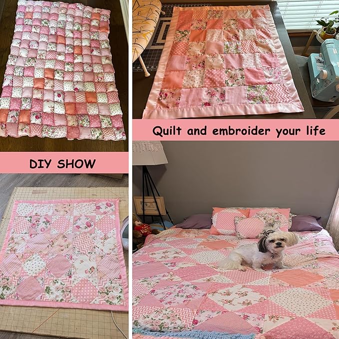 84 Pcs Pink Cotton Fabric Quilt Squares 5x5, Charm Packs for Quilting 5 inch, 5" Charm Squares for Quilting, Sewing, Patchwork, Birthday Valentine's Party Decor, and Crafts - Pink