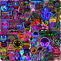 Water Bottle Stickers 200 Pcs Cool Neon Sticker Packs, Prizes for Kids Classroom Reward, Waterproof Vinyl Stickers for Water Bottles Laptop Skateboard Journal Scrapbooking Notesbook Guitar Luggage etc